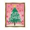 Stupell Industries Merry Christmas Pink Starry Pattern Framed Floater Canvas Wall Art